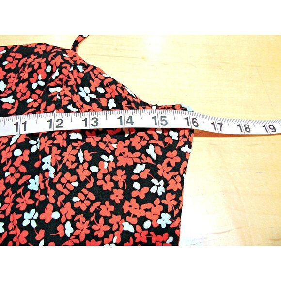 Lush Womens Black Red Floral Lined Square Neck One Piece Romper Size Medium Flaw - Picture 4 of 12